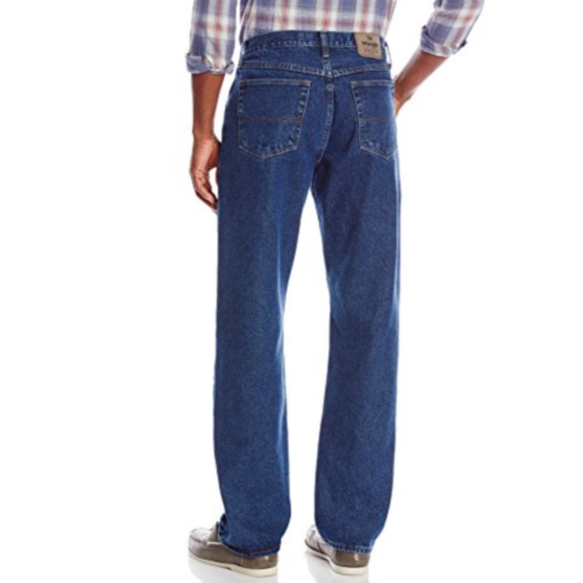 NWT ~ Men's WRANGLER Denim Dark Stonewash Straight Blue Jeans ~ 42 x 32