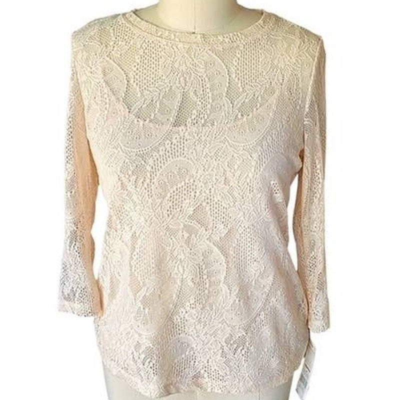 NWT ~ DANA BUCHMAN 2 Piece Lace Top & Cami Set ~ Women's Camisole Size MEDIUM