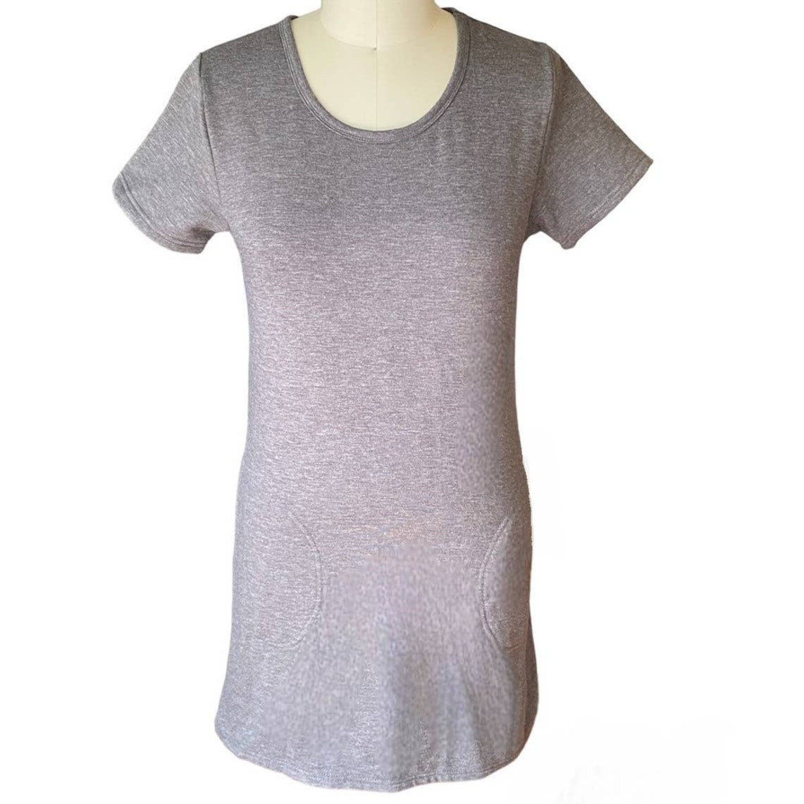 NWT ~ SERRA Gray Knit Short Sleeves Side Pockets Dress ~ Women's Size MEDIUM