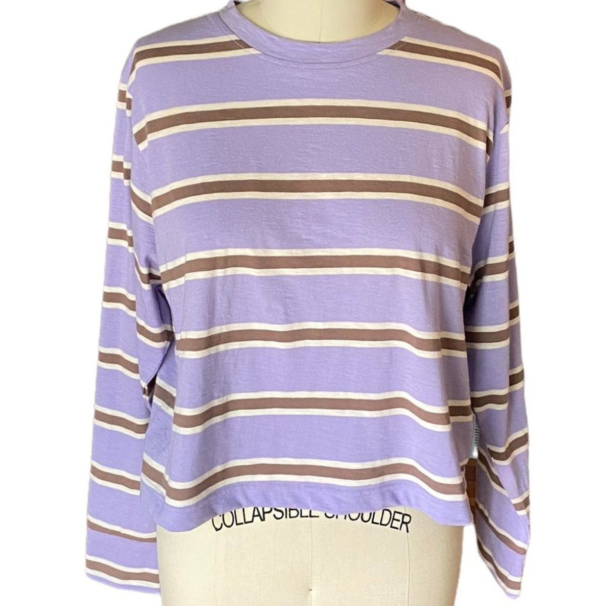 NWT ~ WILD FABLE Purple Striped Long Sleeve Cotton T-Shirt ~ Women's Size M