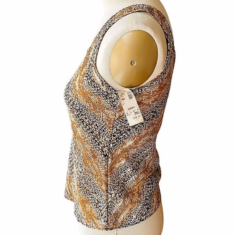 NWT ~ Vintage CINEMA EXOILE Metallic Cami Blouse Top Gold Threaded ~Womens SMALL