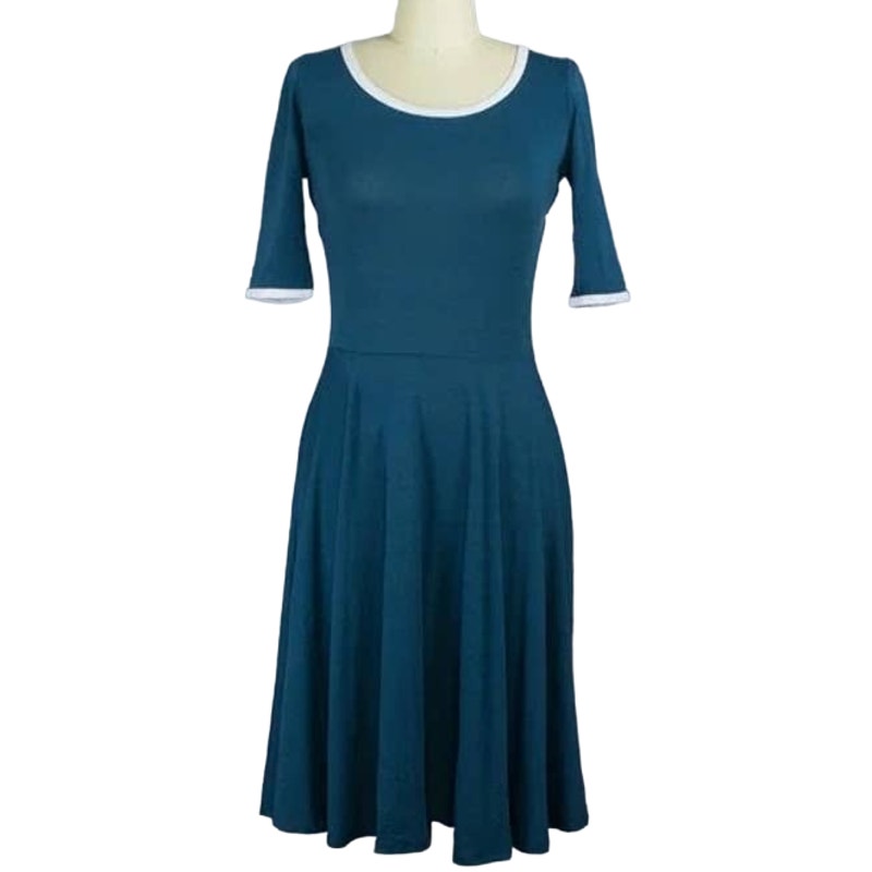 NWT ~ Dk Teal Green & White Knit Midi Dress by Nicole Ringer ~ Women's  XS
