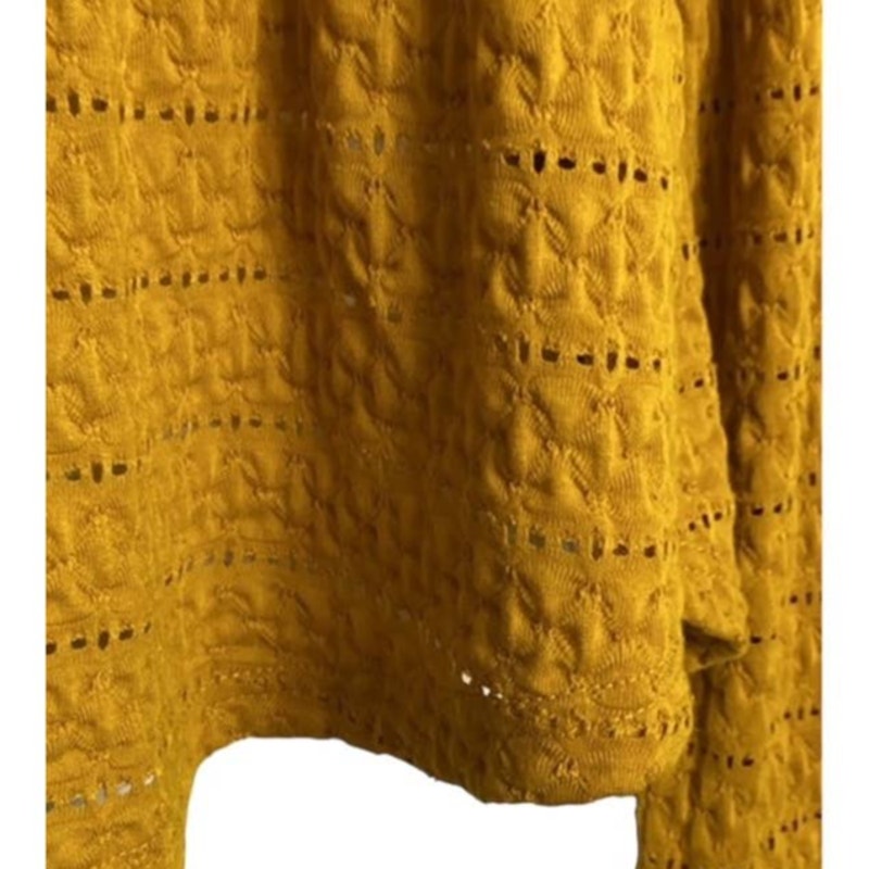 NWT ~ CHANCE Mustard Gold Sheer Eyelet Babydoll Tunic Top ~ Women's MEDIUM