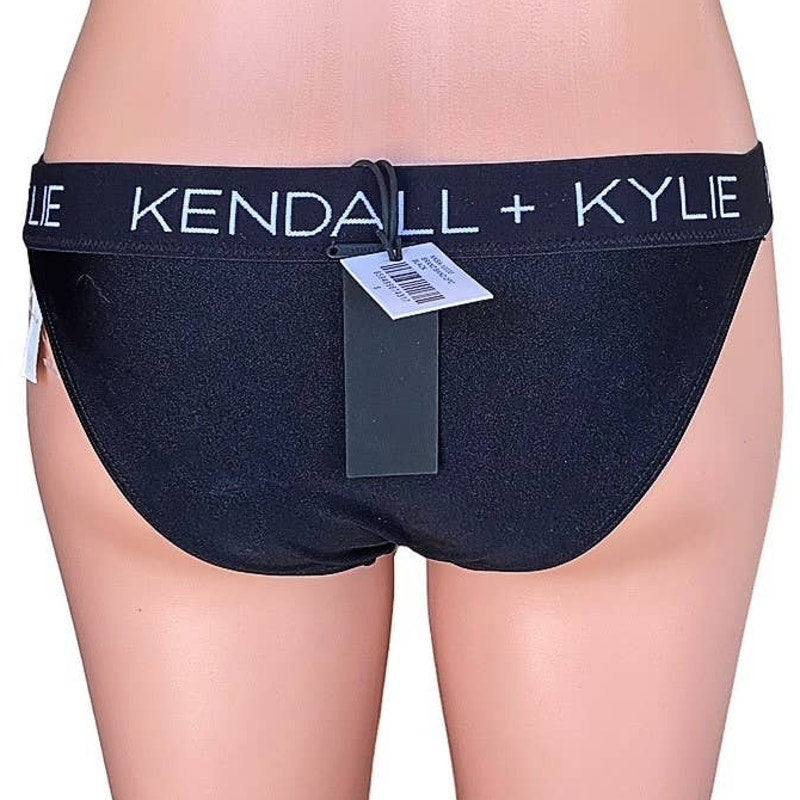 NWT ~ KENDALL + KYLIE Black Bikini Bottom Swimsuit ~ Women's Size SMALL