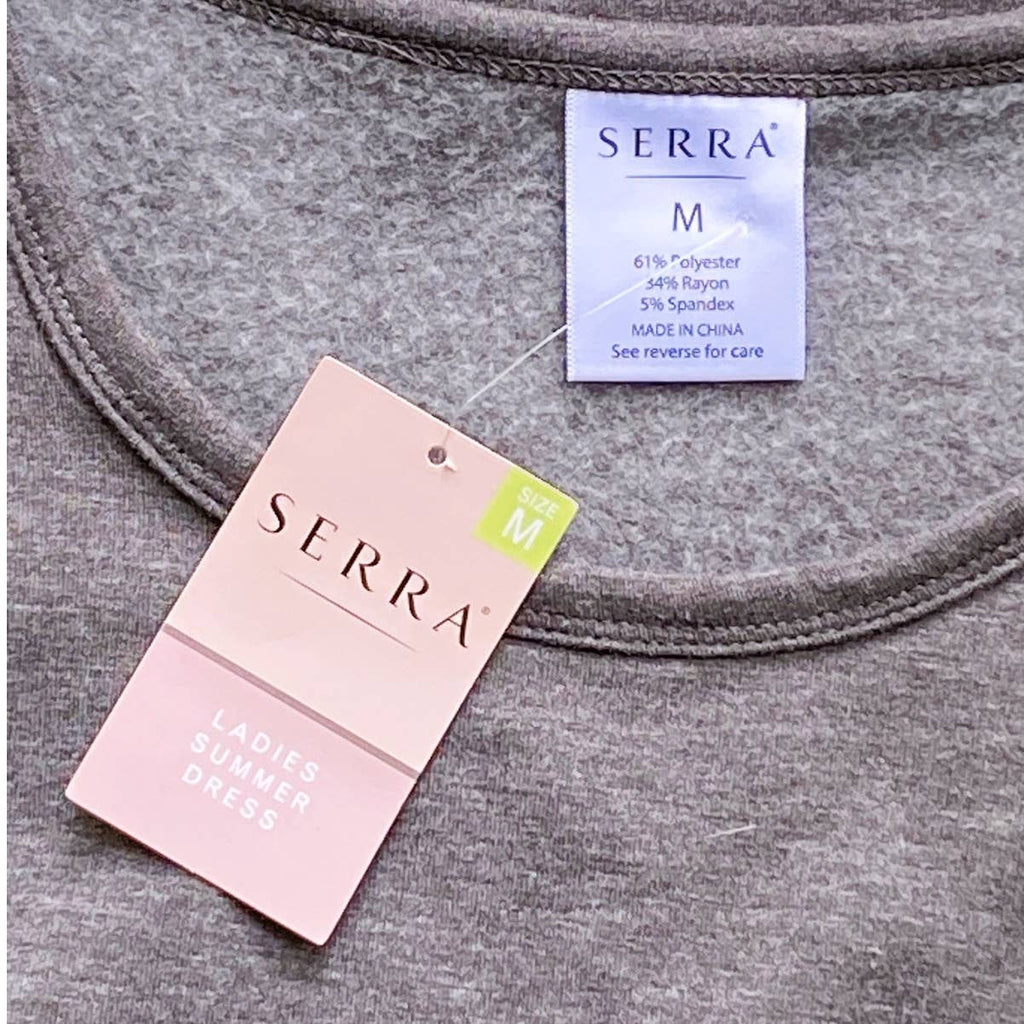 NWT ~ SERRA Gray Knit Short Sleeves Side Pockets Dress ~ Women's Size MEDIUM