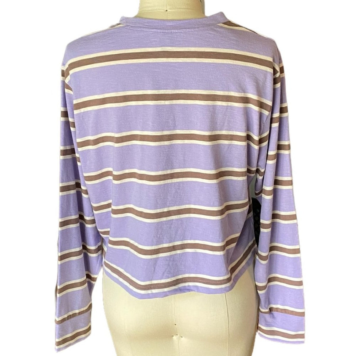 NWT ~ WILD FABLE Purple Striped Long Sleeve Cotton T-Shirt ~ Women's Size M