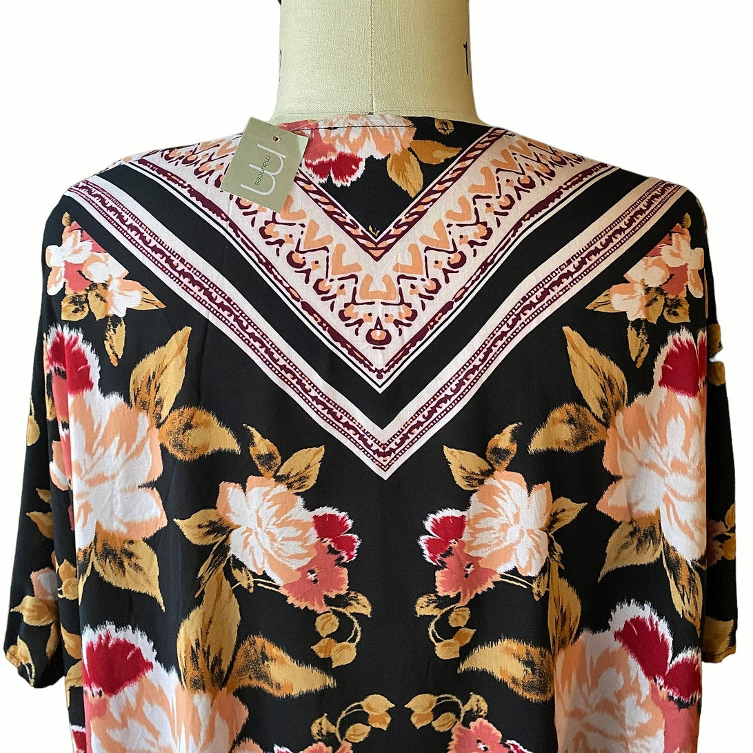 NWT Floral Kimono Wrap Blouse by Maurices ~ Women's Top Size "One Size"